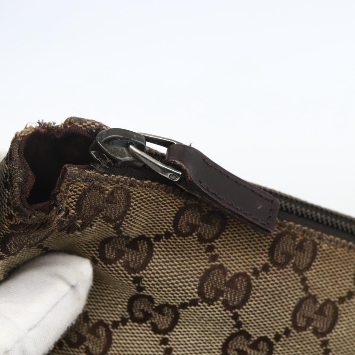 GUCCI GG Canvas Shoulder Bag Beige Silver 145857 Auth 151556