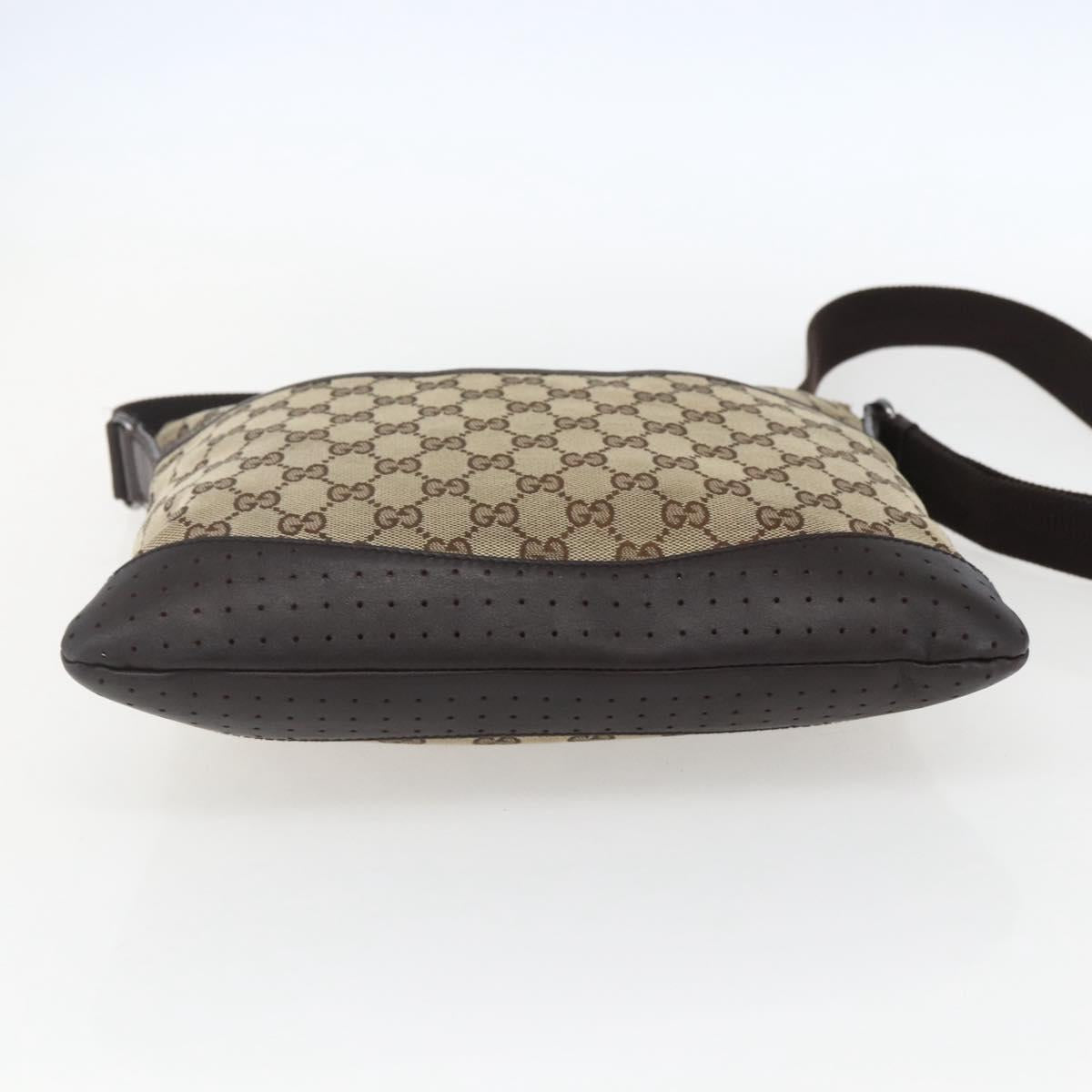 GUCCI GG Canvas Shoulder Bag Beige Silver 145857 Auth 151556