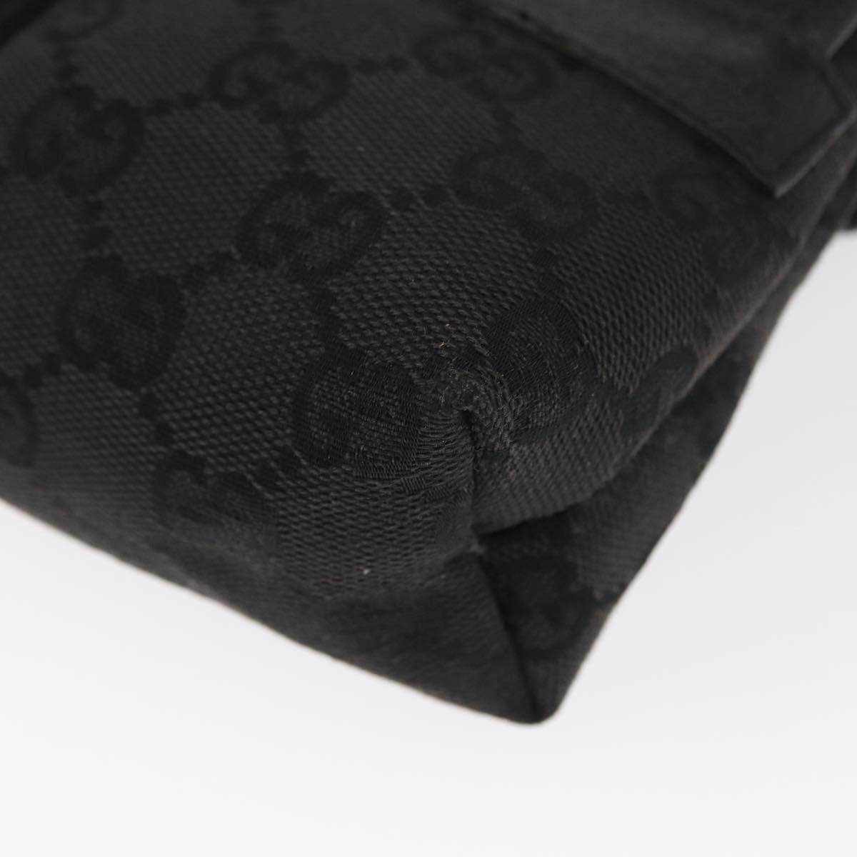 GUCCI GG Canvas Waist Bag Black Silver 131236 Auth 151557