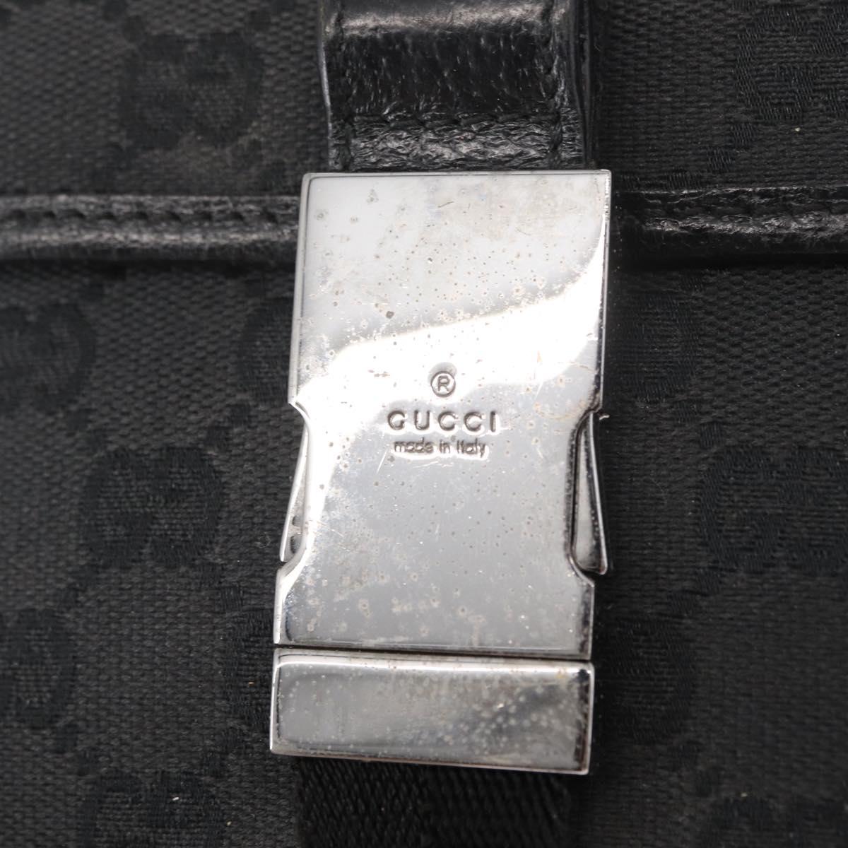 GUCCI GG Canvas Waist Bag Black Silver 131236 Auth 151557