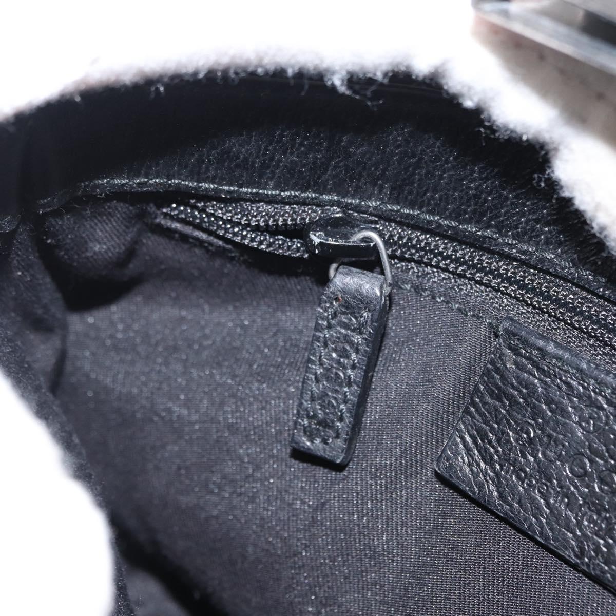 GUCCI GG Canvas Waist Bag Black Silver 131236 Auth 151557