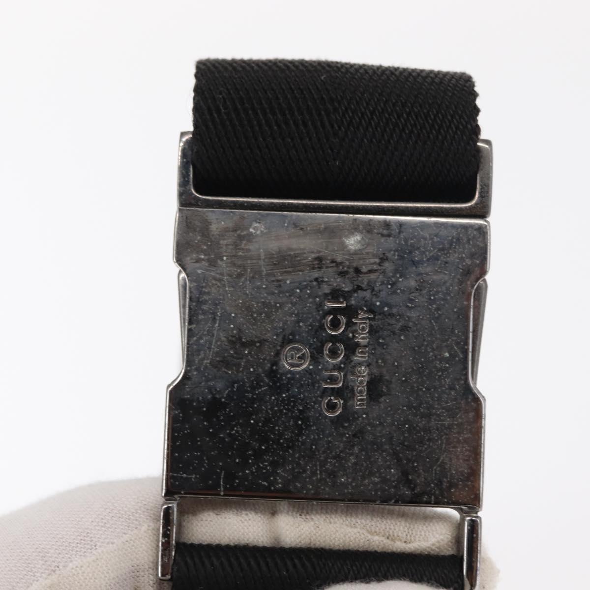 GUCCI GG Canvas Waist Bag Black Silver 131236 Auth 151557