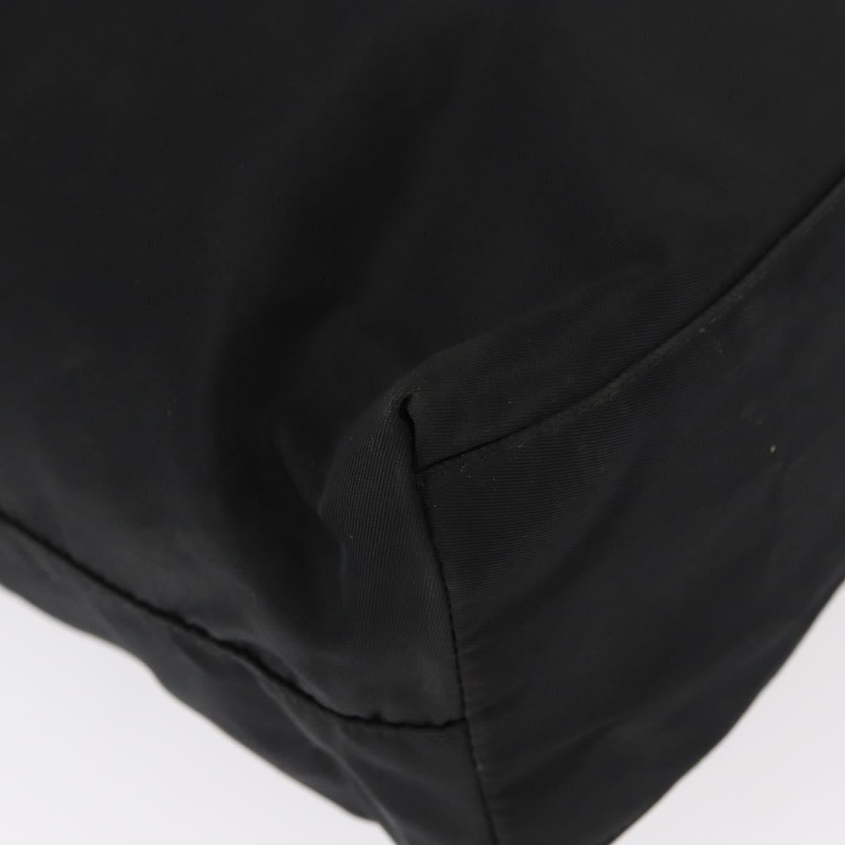 PRADA Tote Bag Nylon Black Silver Auth 151558