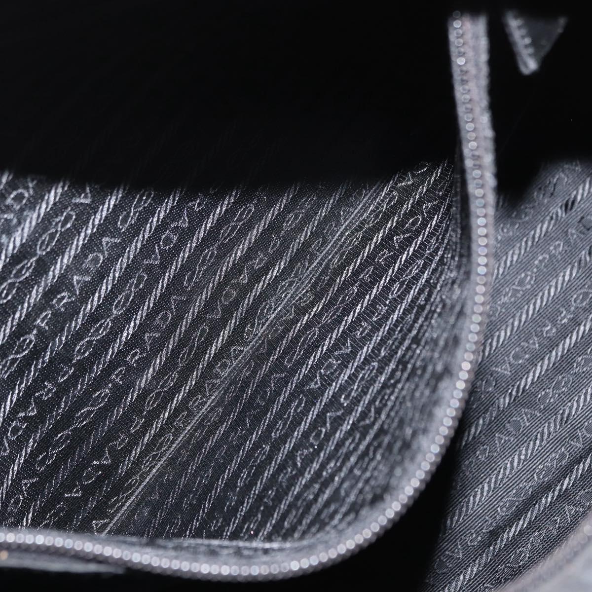 PRADA Tote Bag Nylon Black Silver Auth 151558