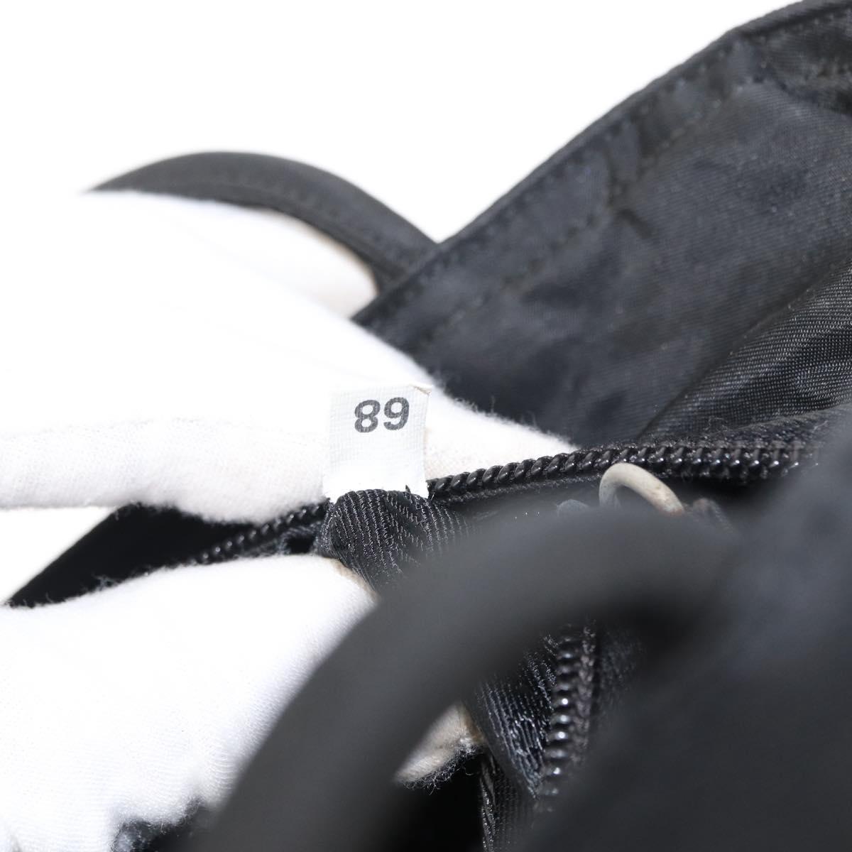 PRADA Tote Bag Nylon Black Silver Auth 151558