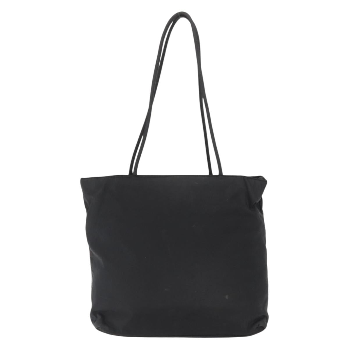 PRADA Tote Bag Nylon Black Silver Auth 151558