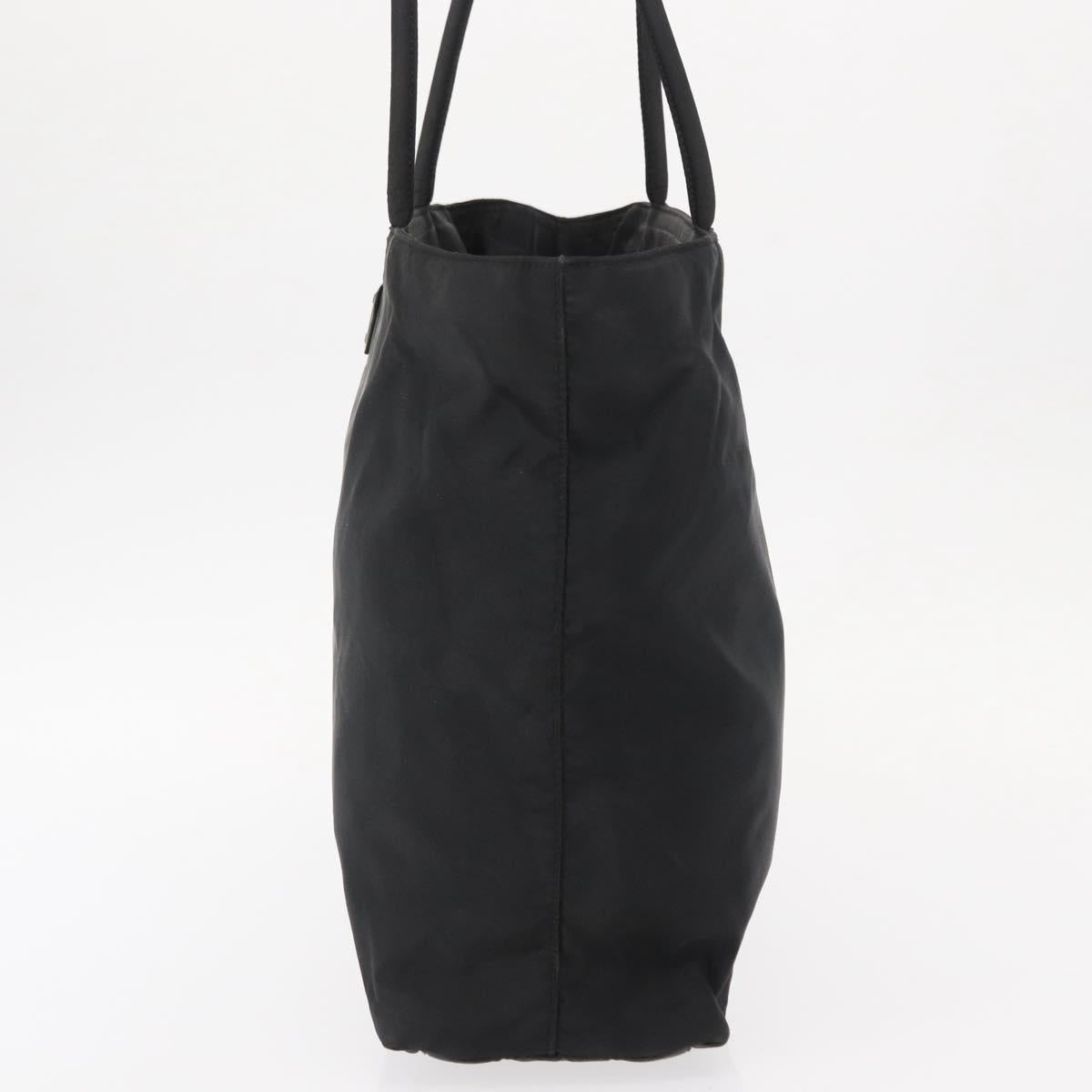 PRADA Tote Bag Nylon Black Silver Auth 151558