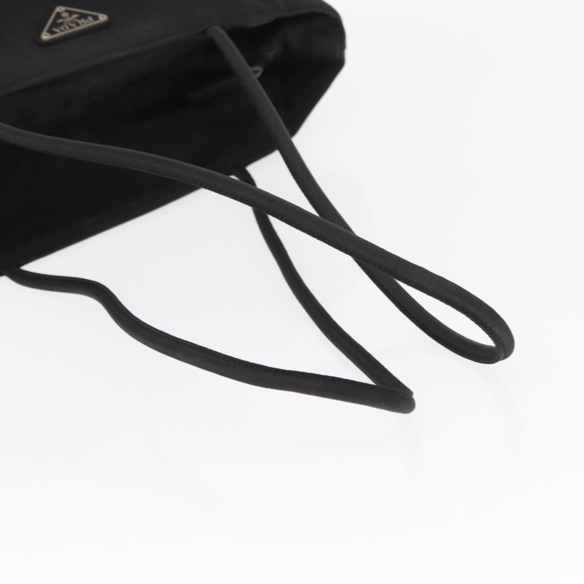 PRADA Tote Bag Nylon Black Silver Auth 151558