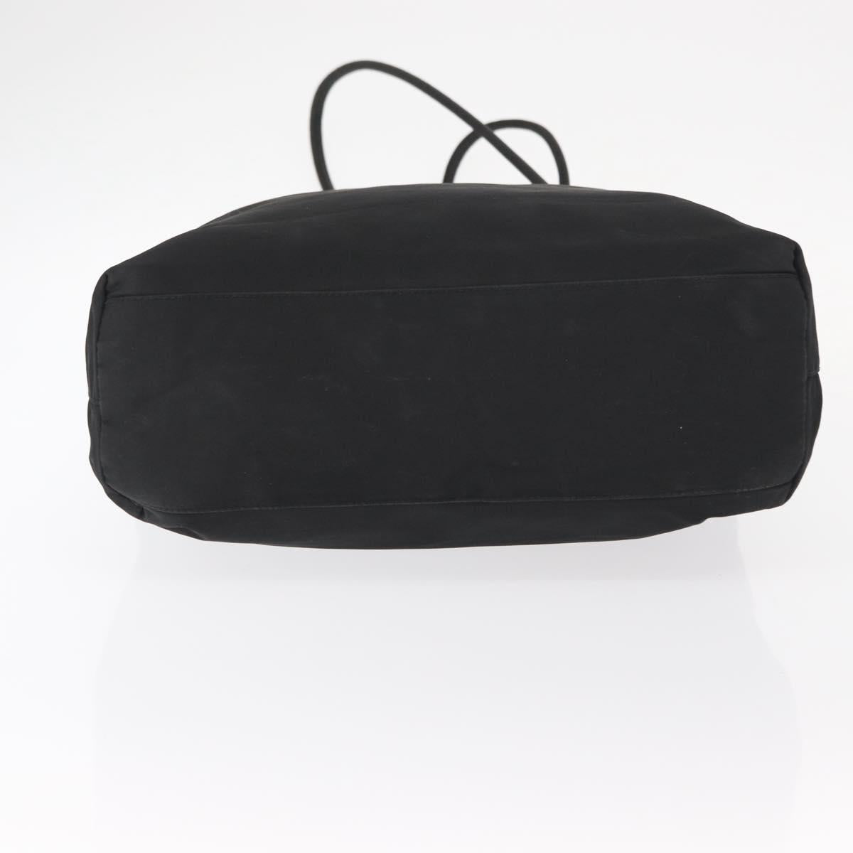 PRADA Tote Bag Nylon Black Silver Auth 151558