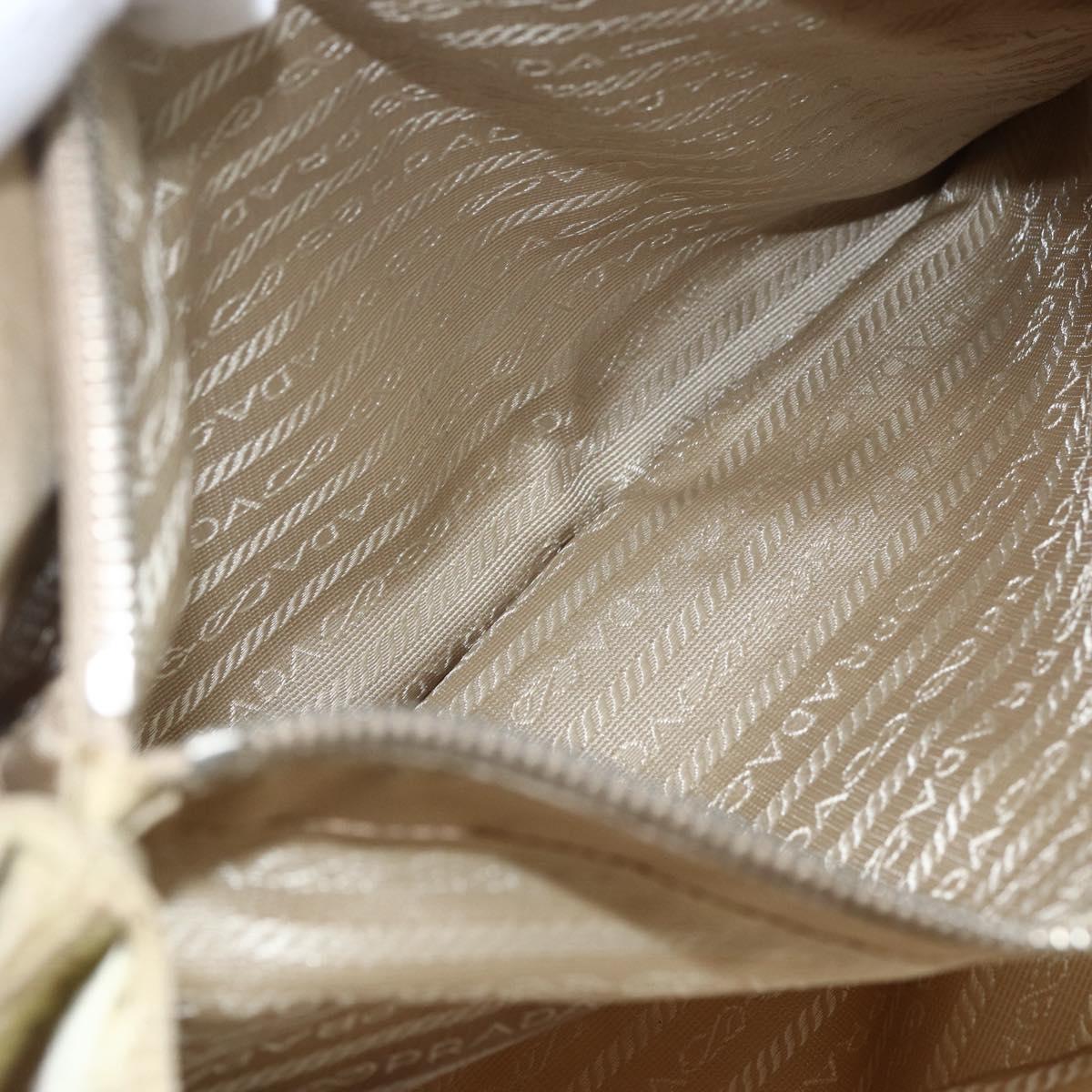 PRADA Hand Bag Nylon Beige Silver Auth 151559