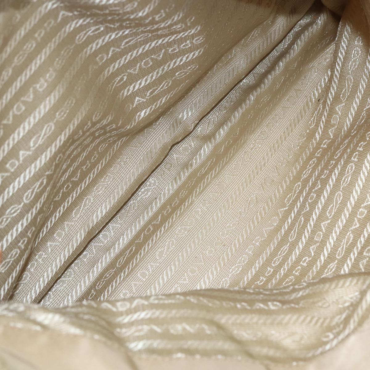 PRADA Hand Bag Nylon Beige Silver Auth 151559