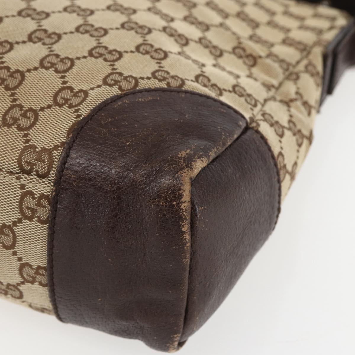 GUCCI GG Canvas Shoulder Bag Beige Silver 110054 Auth 151560