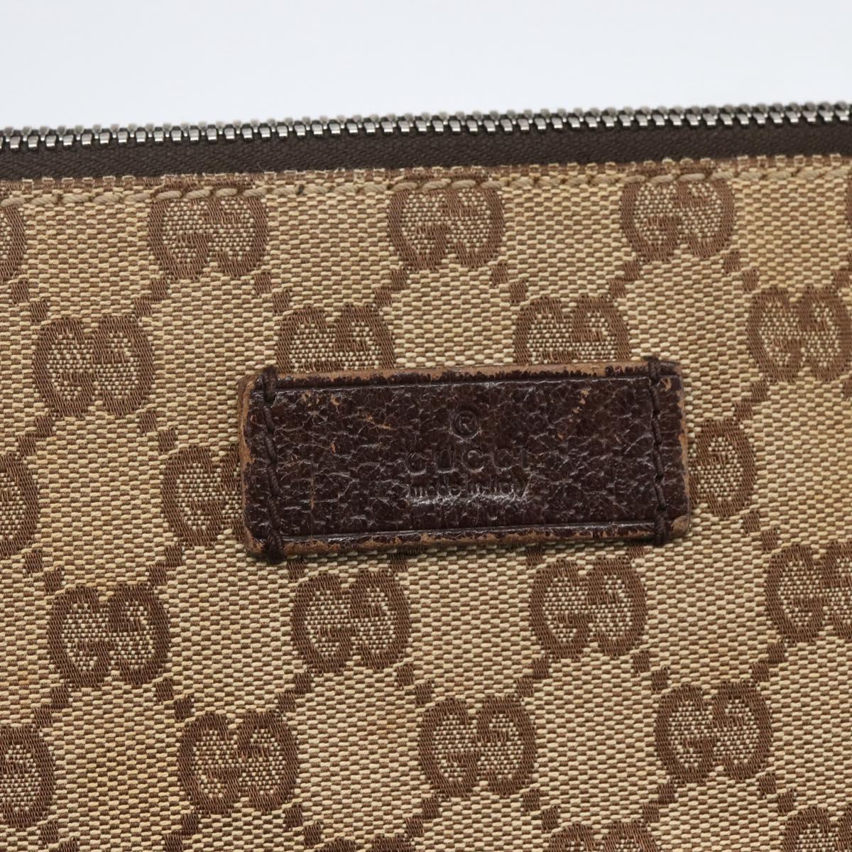 GUCCI GG Canvas Shoulder Bag Beige Silver 110054 Auth 151560