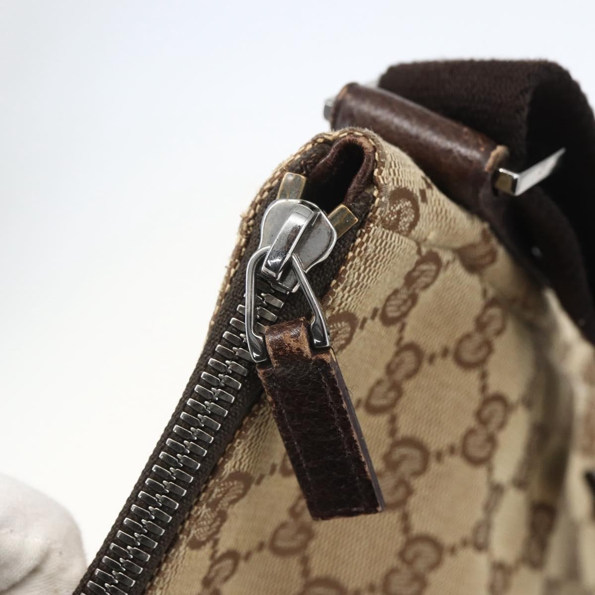 GUCCI GG Canvas Shoulder Bag Beige Silver 110054 Auth 151560