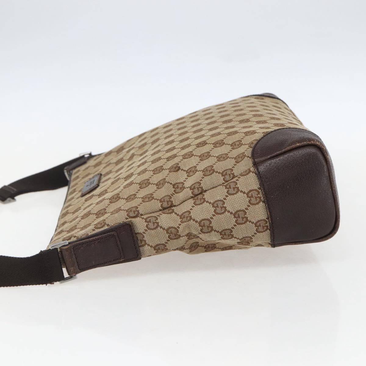 GUCCI GG Canvas Shoulder Bag Beige Silver 110054 Auth 151560