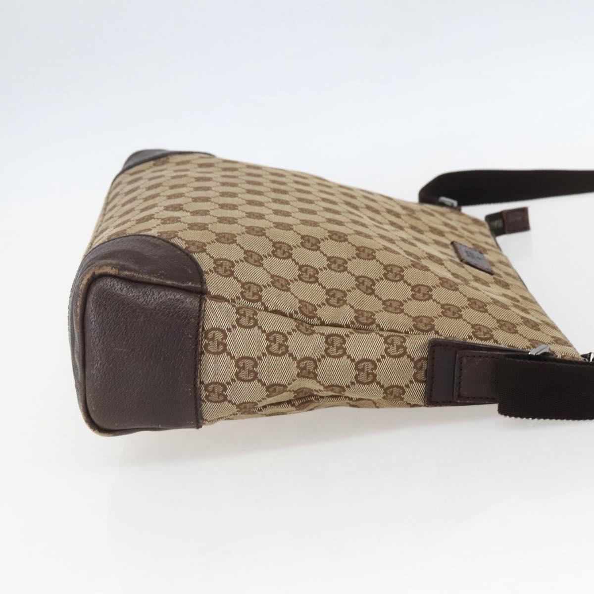 GUCCI GG Canvas Shoulder Bag Beige Silver 110054 Auth 151560