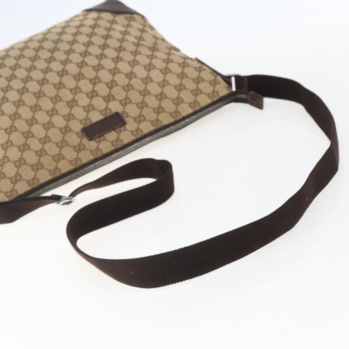 GUCCI GG Canvas Shoulder Bag Beige Silver 110054 Auth 151560