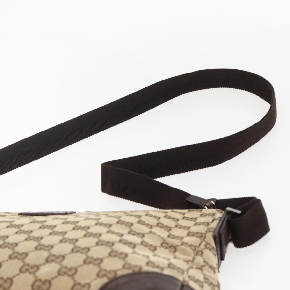 GUCCI GG Canvas Shoulder Bag Beige Silver 110054 Auth 151560