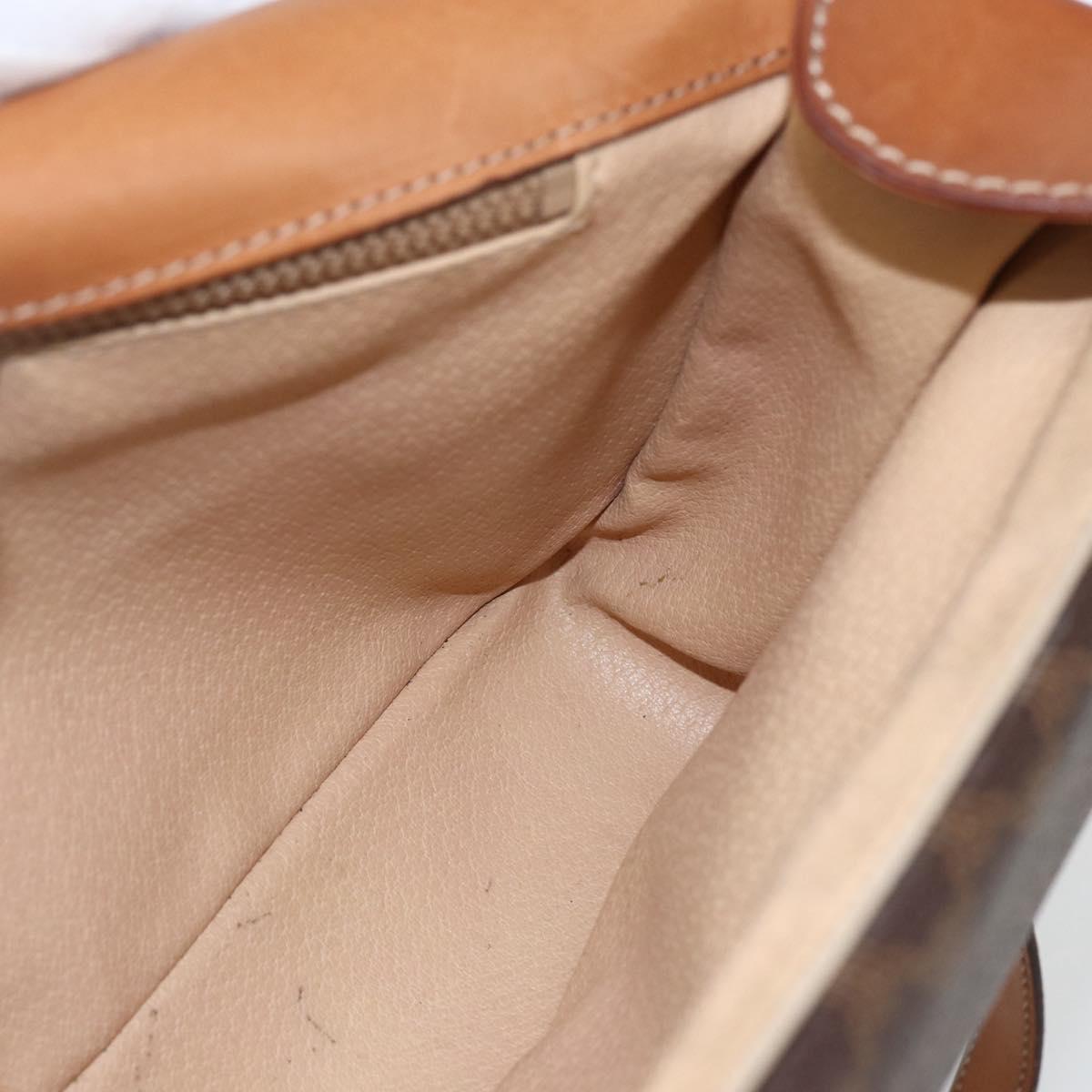 CELINE Macadam Canvas Shoulder Bag PVC Leather Brown Gold Auth 151561