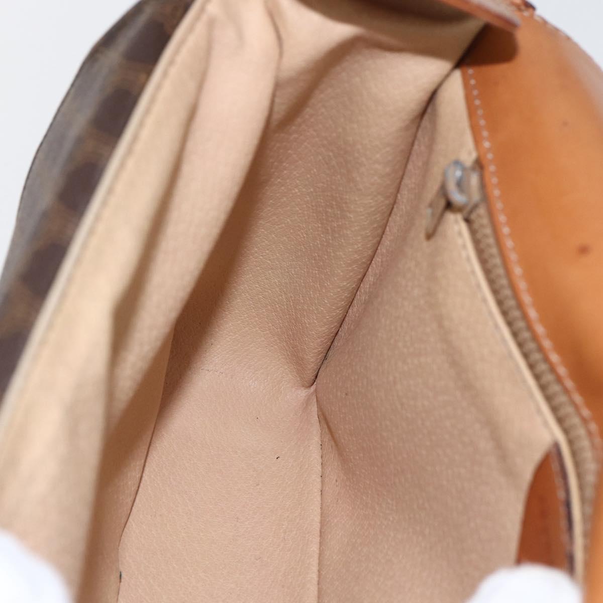 CELINE Macadam Canvas Shoulder Bag PVC Leather Brown Gold Auth 151561