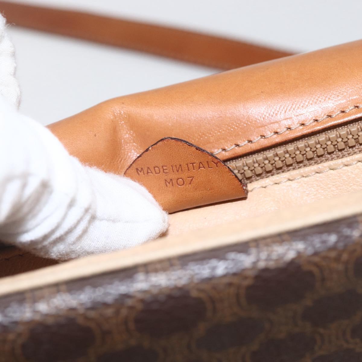 CELINE Macadam Canvas Shoulder Bag PVC Leather Brown Gold Auth 151561