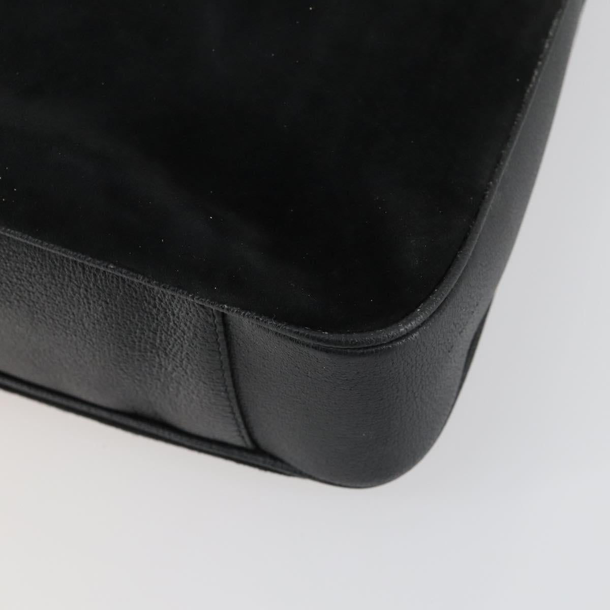 GUCCI Bamboo Shoulder Bag Suede 2way Black Gold 001 2113 1577 Auth 151562