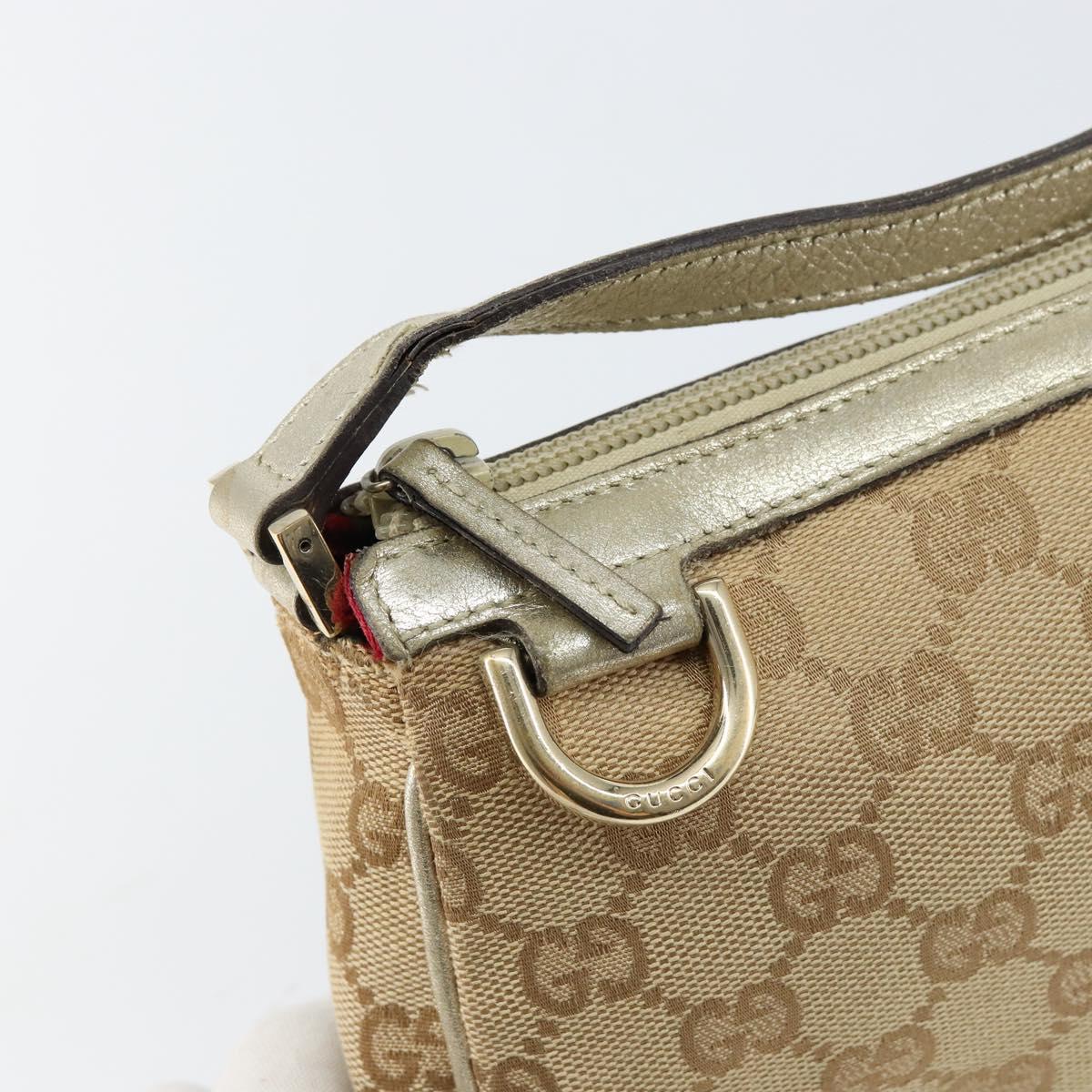 GUCCI GG Canvas Hand Bag Beige Gold 145750 Auth 151563