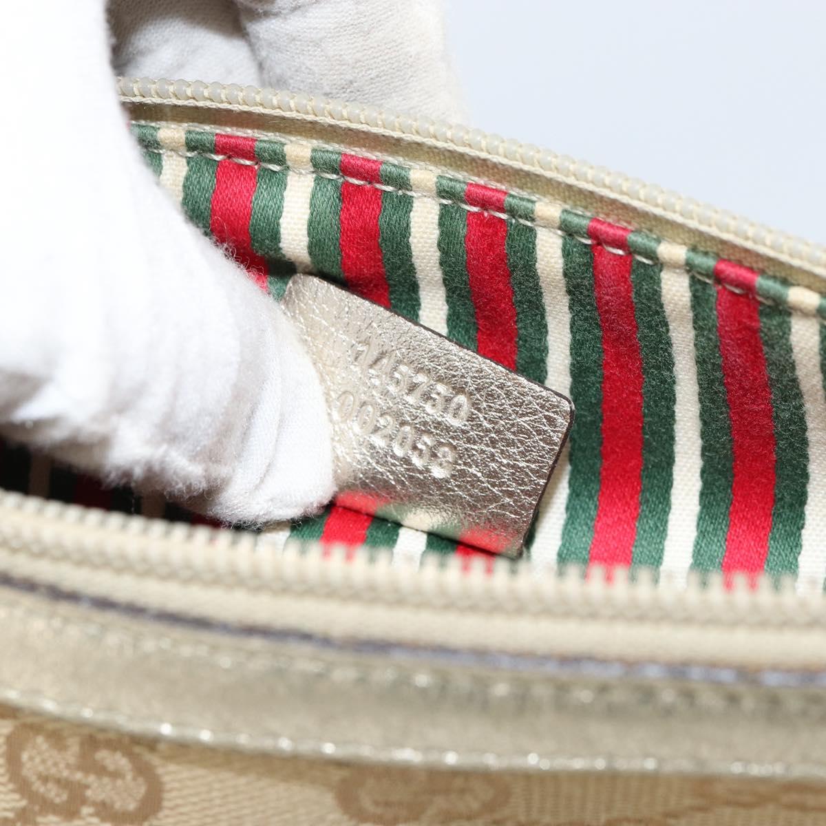 GUCCI GG Canvas Hand Bag Beige Gold 145750 Auth 151563