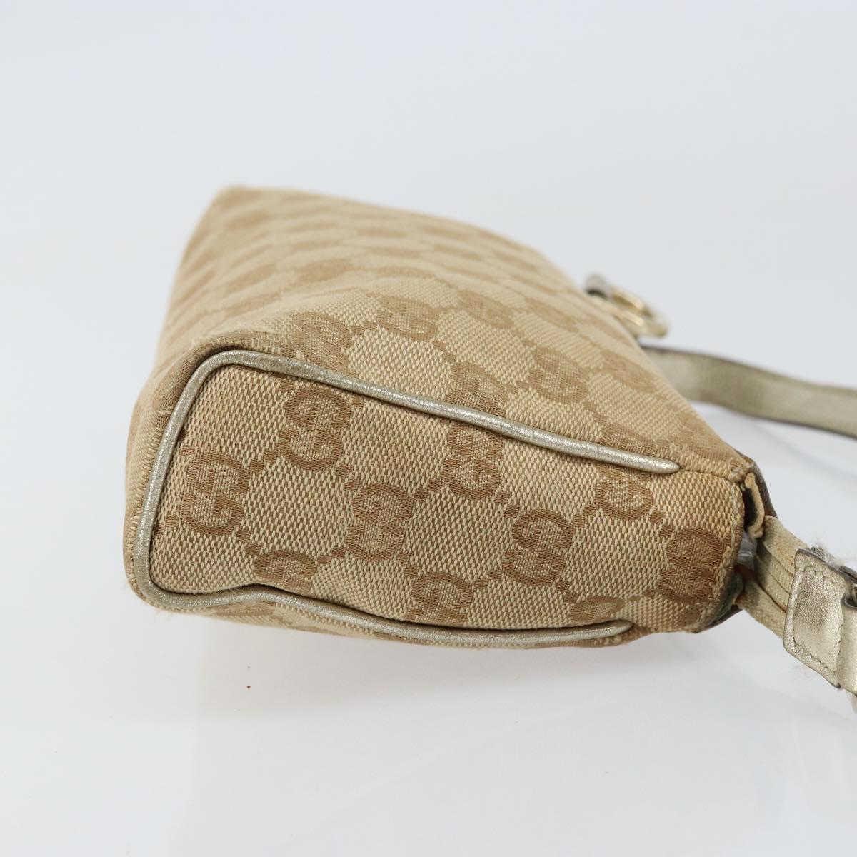 GUCCI GG Canvas Hand Bag Beige Gold 145750 Auth 151563