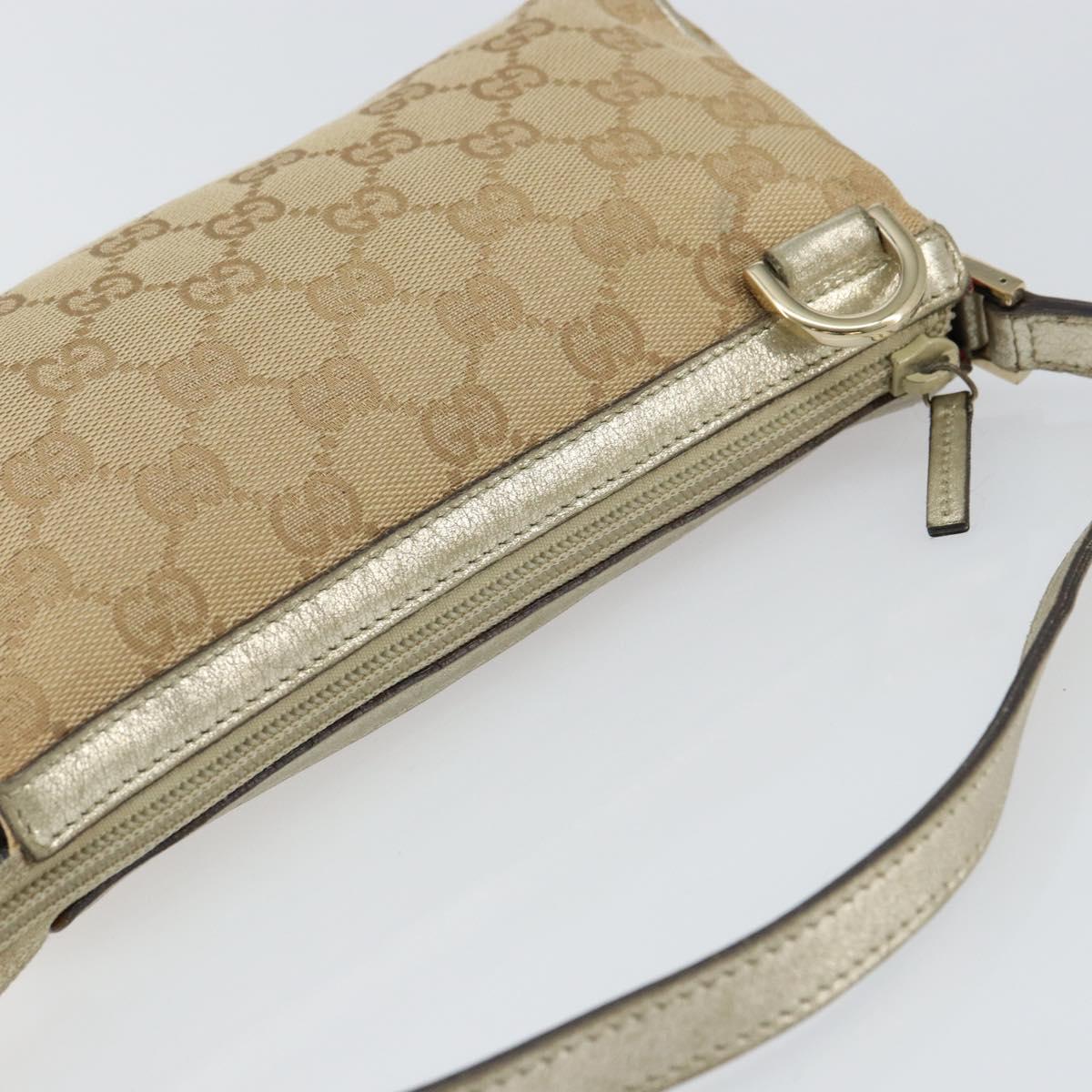 GUCCI GG Canvas Hand Bag Beige Gold 145750 Auth 151563