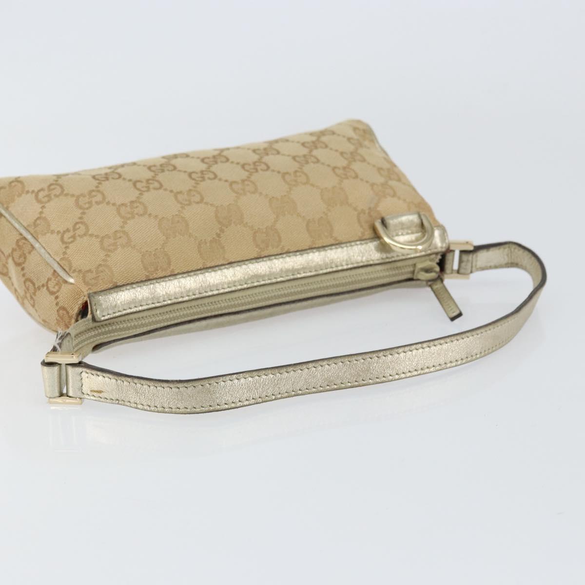 GUCCI GG Canvas Hand Bag Beige Gold 145750 Auth 151563