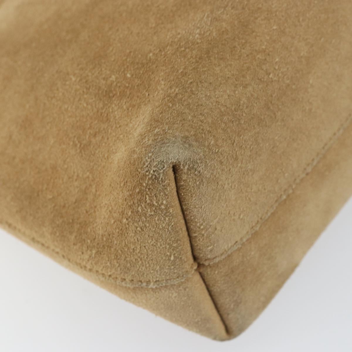 GUCCI Hand Bag Suede Beige Auth 151564