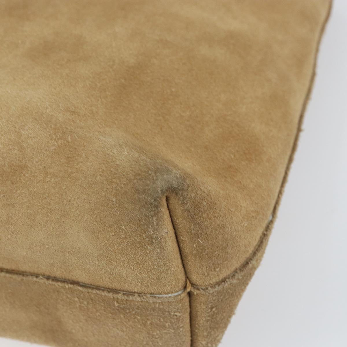 GUCCI Hand Bag Suede Beige Auth 151564