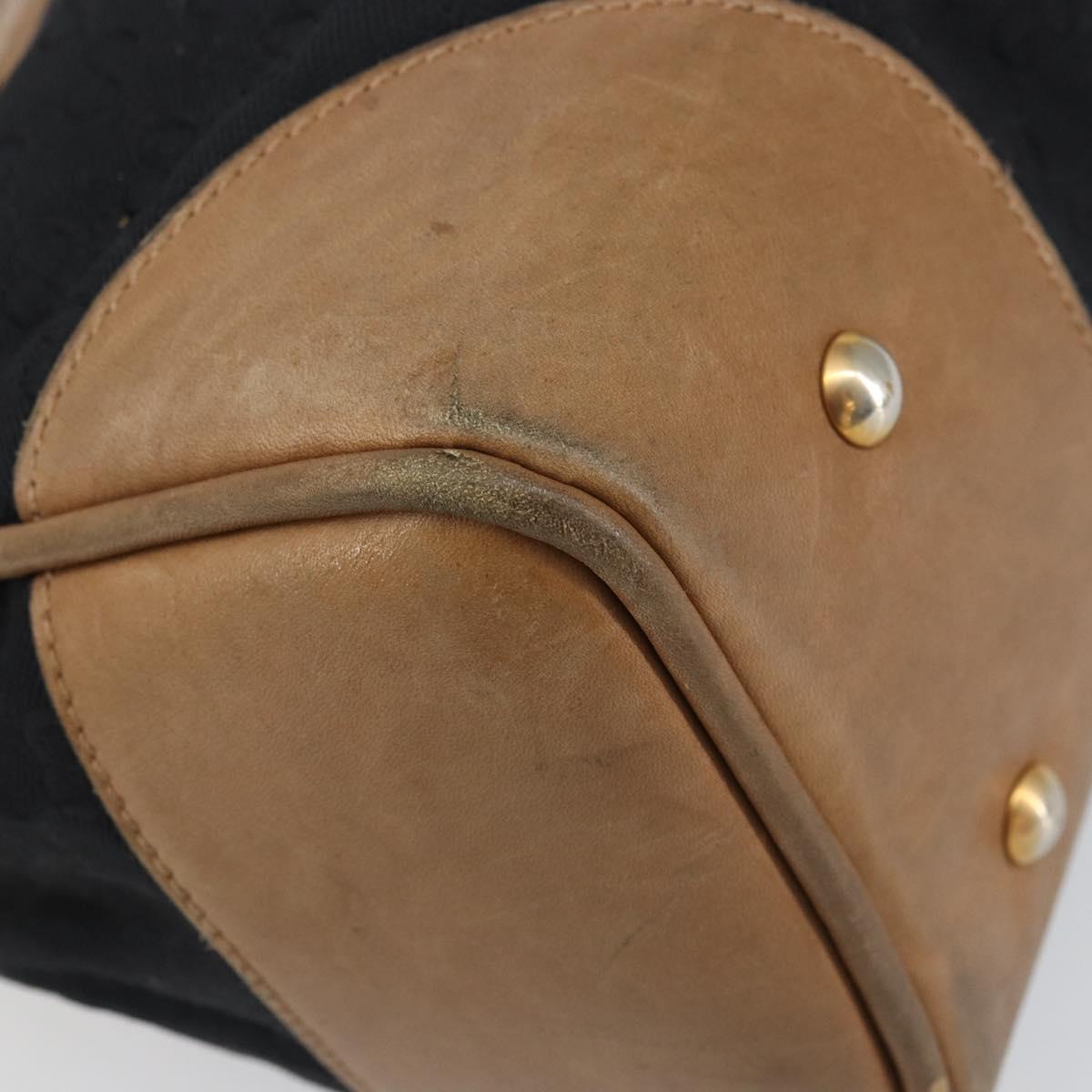 GUCCI GG Canvas Web Sherry Line Boston Bag Black Gold Auth 151566