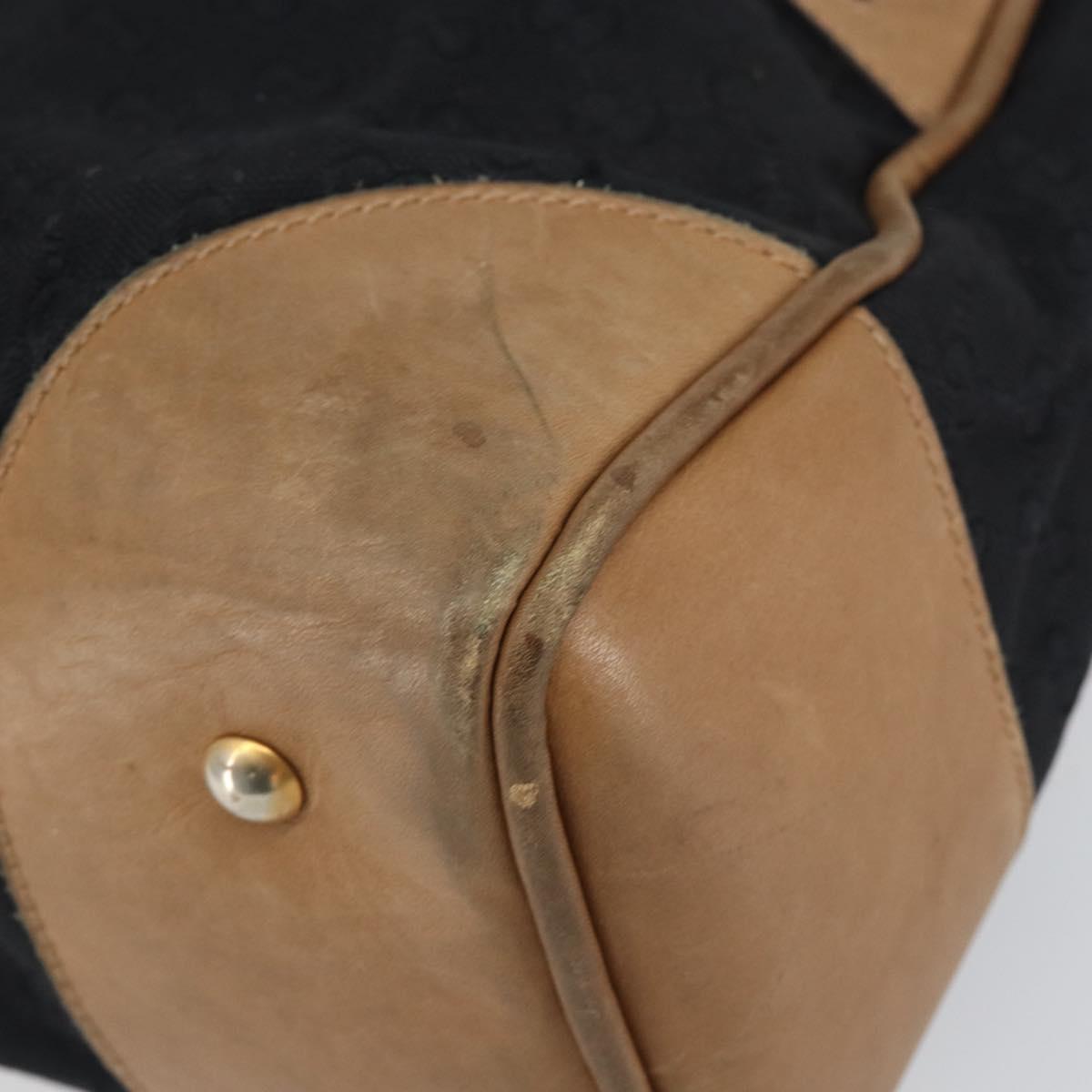 GUCCI GG Canvas Web Sherry Line Boston Bag Black Gold Auth 151566