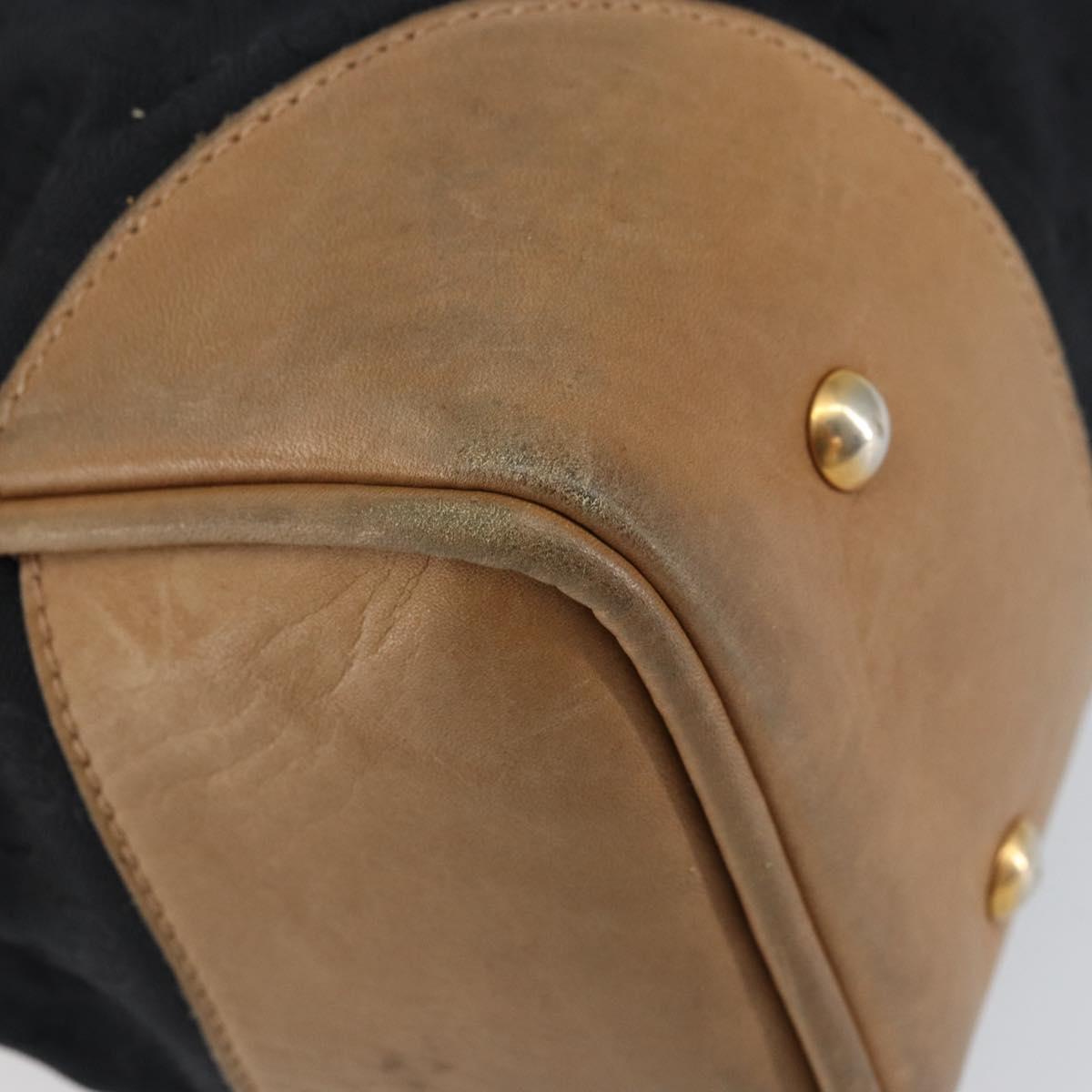 GUCCI GG Canvas Web Sherry Line Boston Bag Black Gold Auth 151566