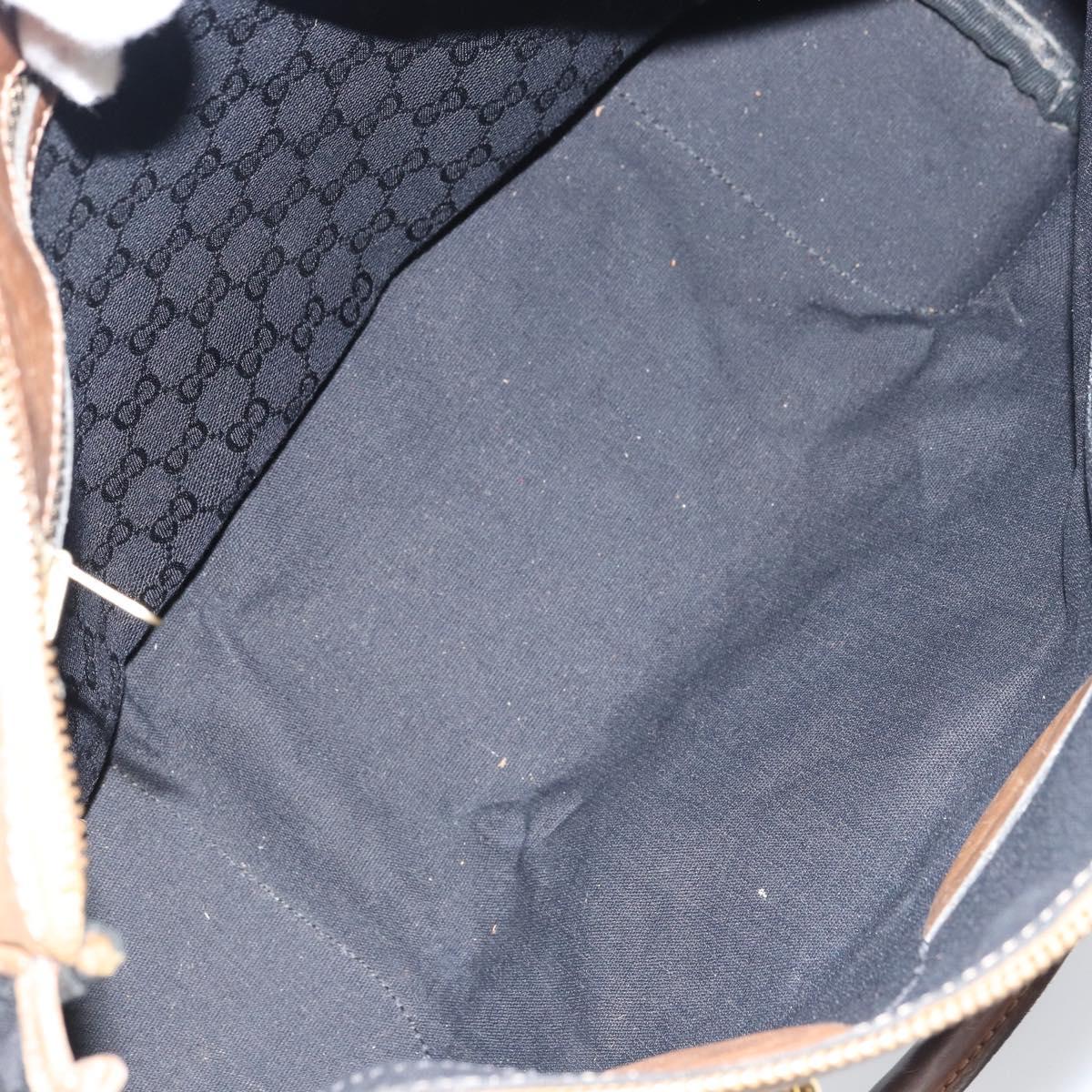 GUCCI GG Canvas Web Sherry Line Boston Bag Black Gold Auth 151566