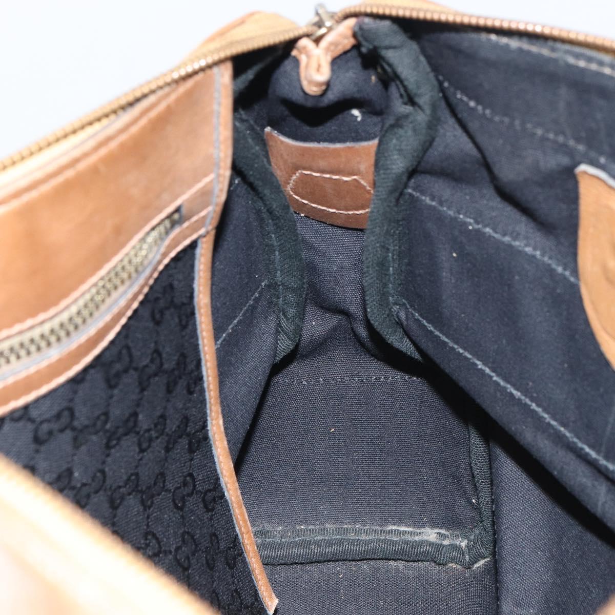 GUCCI GG Canvas Web Sherry Line Boston Bag Black Gold Auth 151566