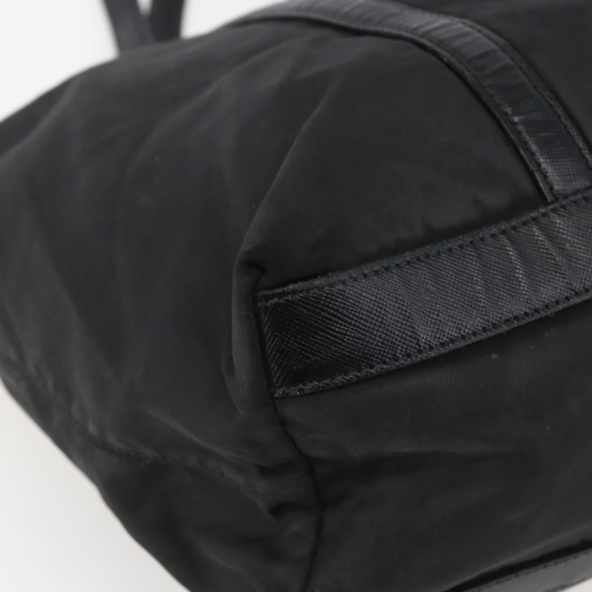 PRADA Tote Bag Nylon Black Silver Auth 151567