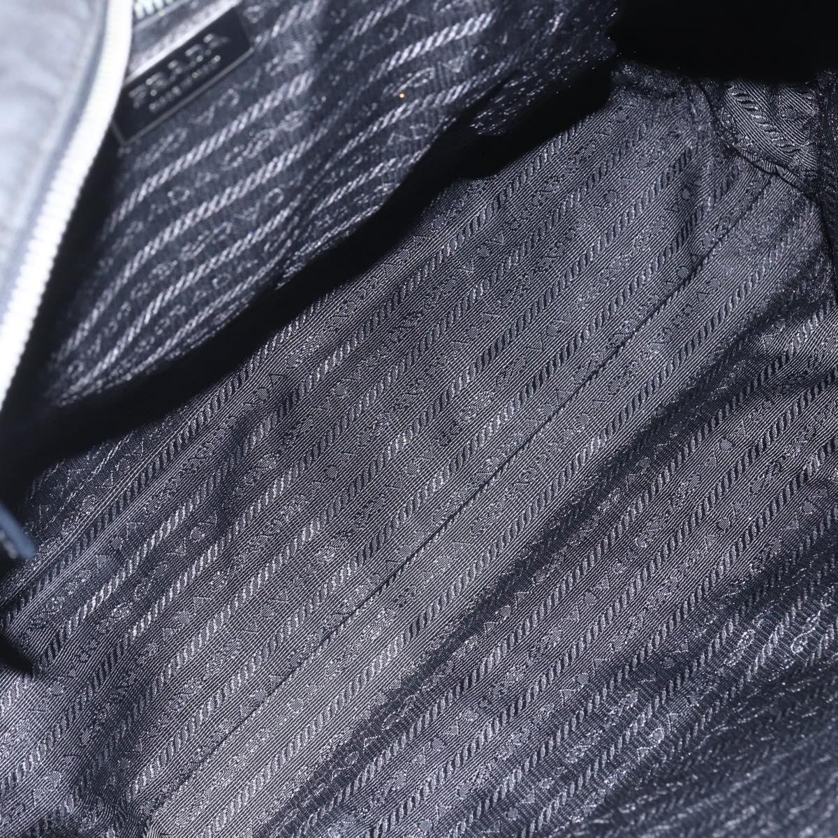 PRADA Tote Bag Nylon Black Silver Auth 151567