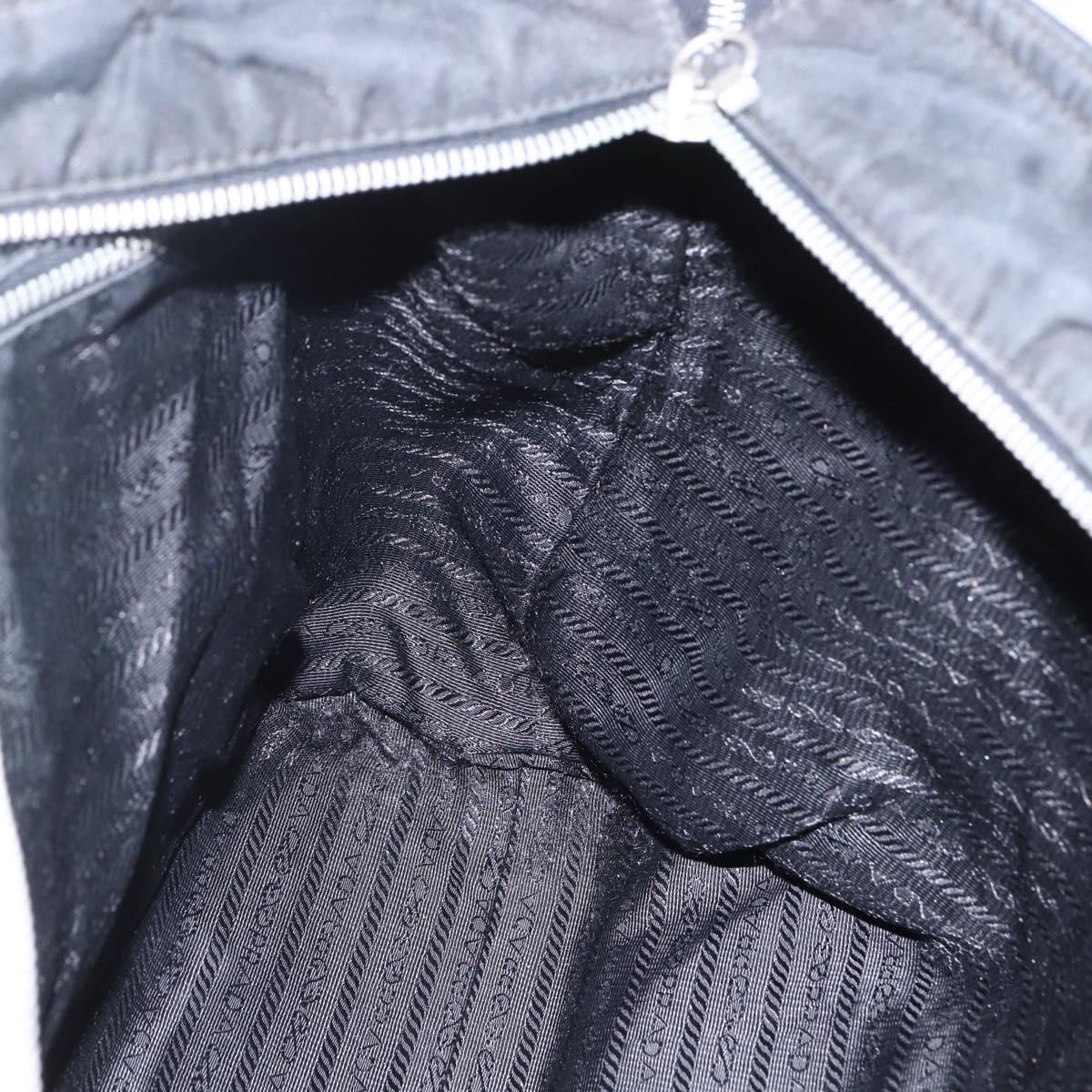 PRADA Tote Bag Nylon Black Silver Auth 151567