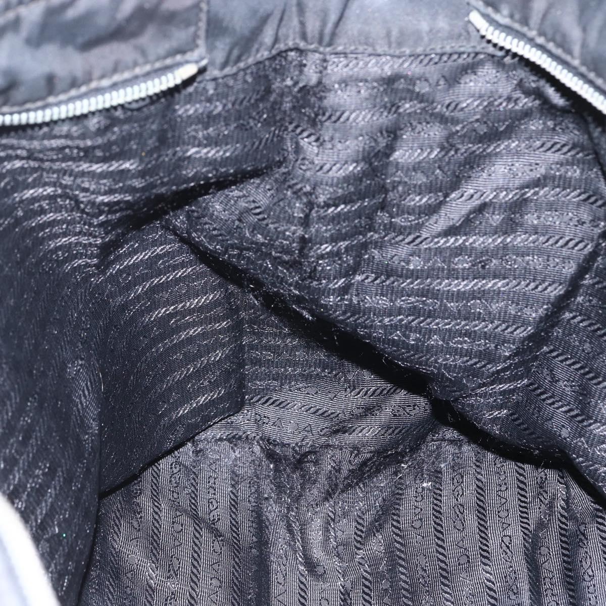PRADA Tote Bag Nylon Black Silver Auth 151567