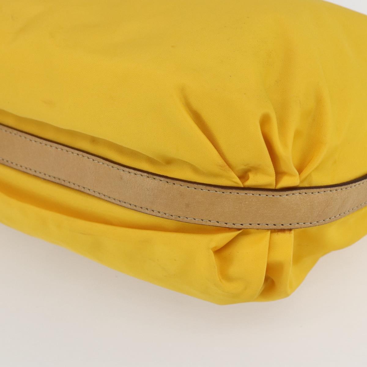 PRADA Shoulder Bag Nylon Yellow Silver Auth 151569