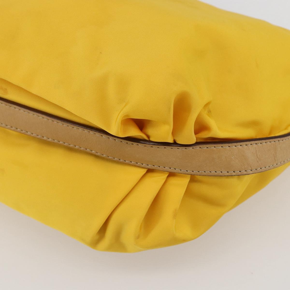 PRADA Shoulder Bag Nylon Yellow Silver Auth 151569