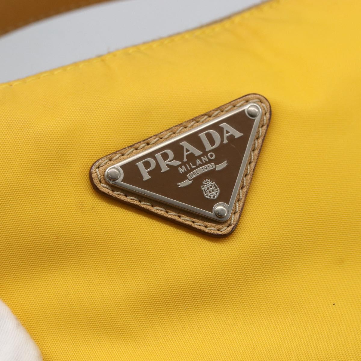 PRADA Shoulder Bag Nylon Yellow Silver Auth 151569