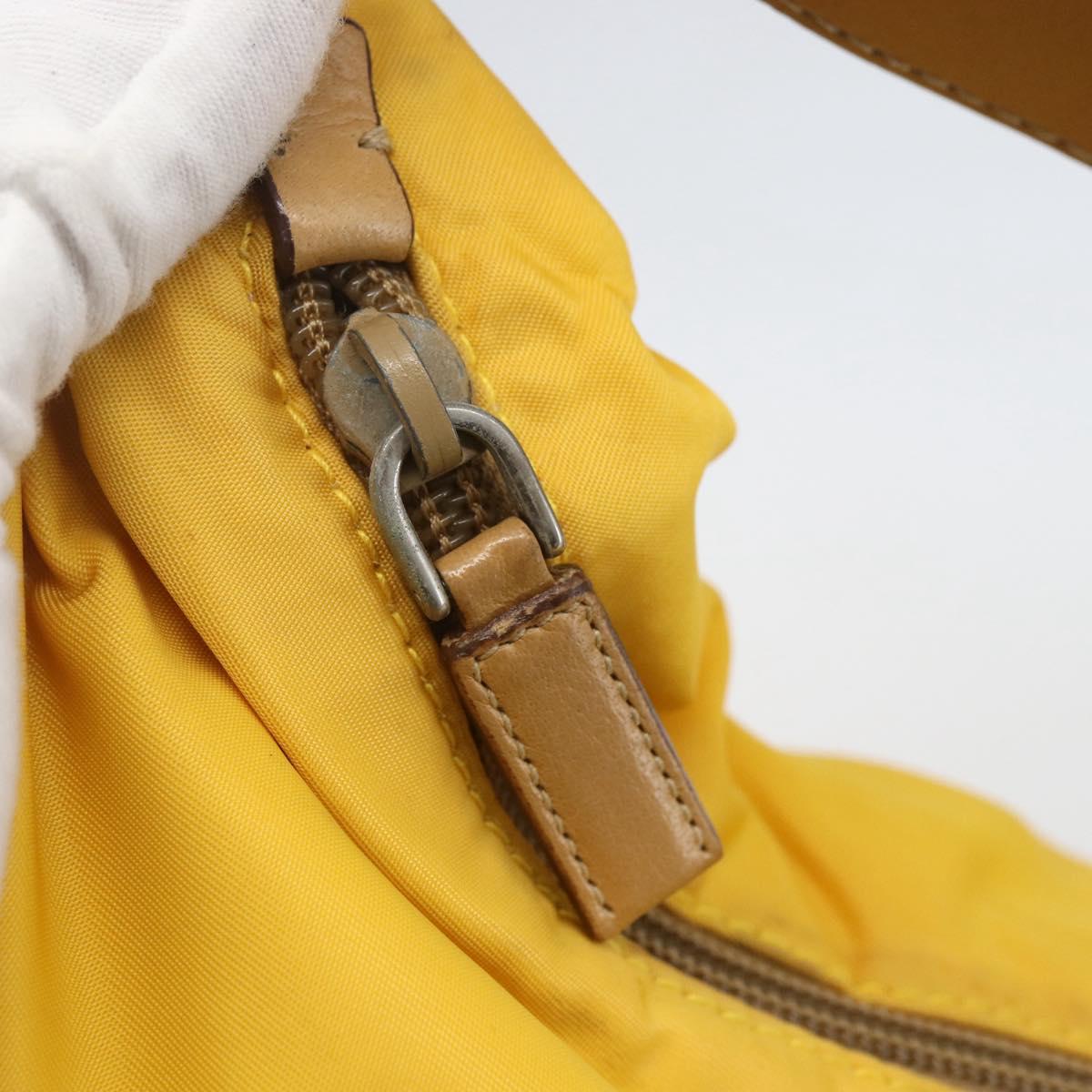 PRADA Shoulder Bag Nylon Yellow Silver Auth 151569