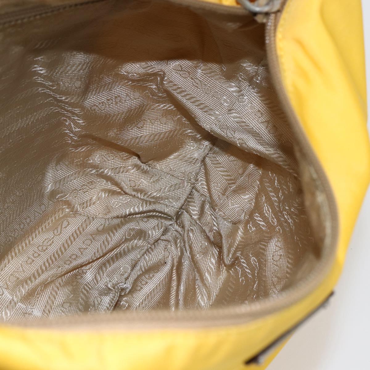 PRADA Shoulder Bag Nylon Yellow Silver Auth 151569