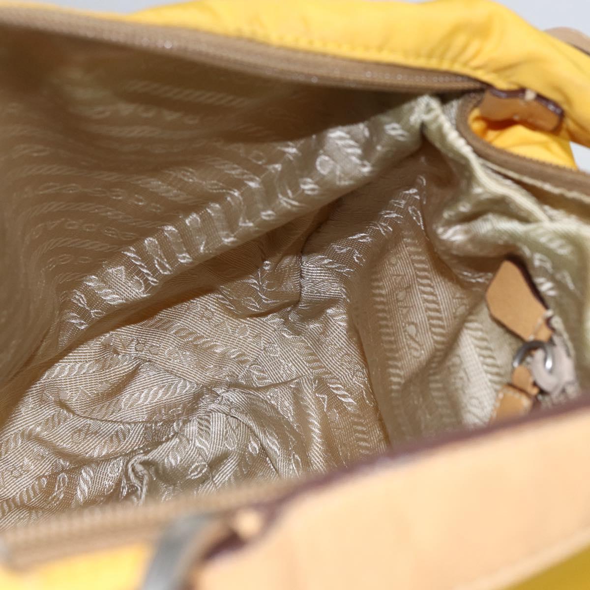 PRADA Shoulder Bag Nylon Yellow Silver Auth 151569