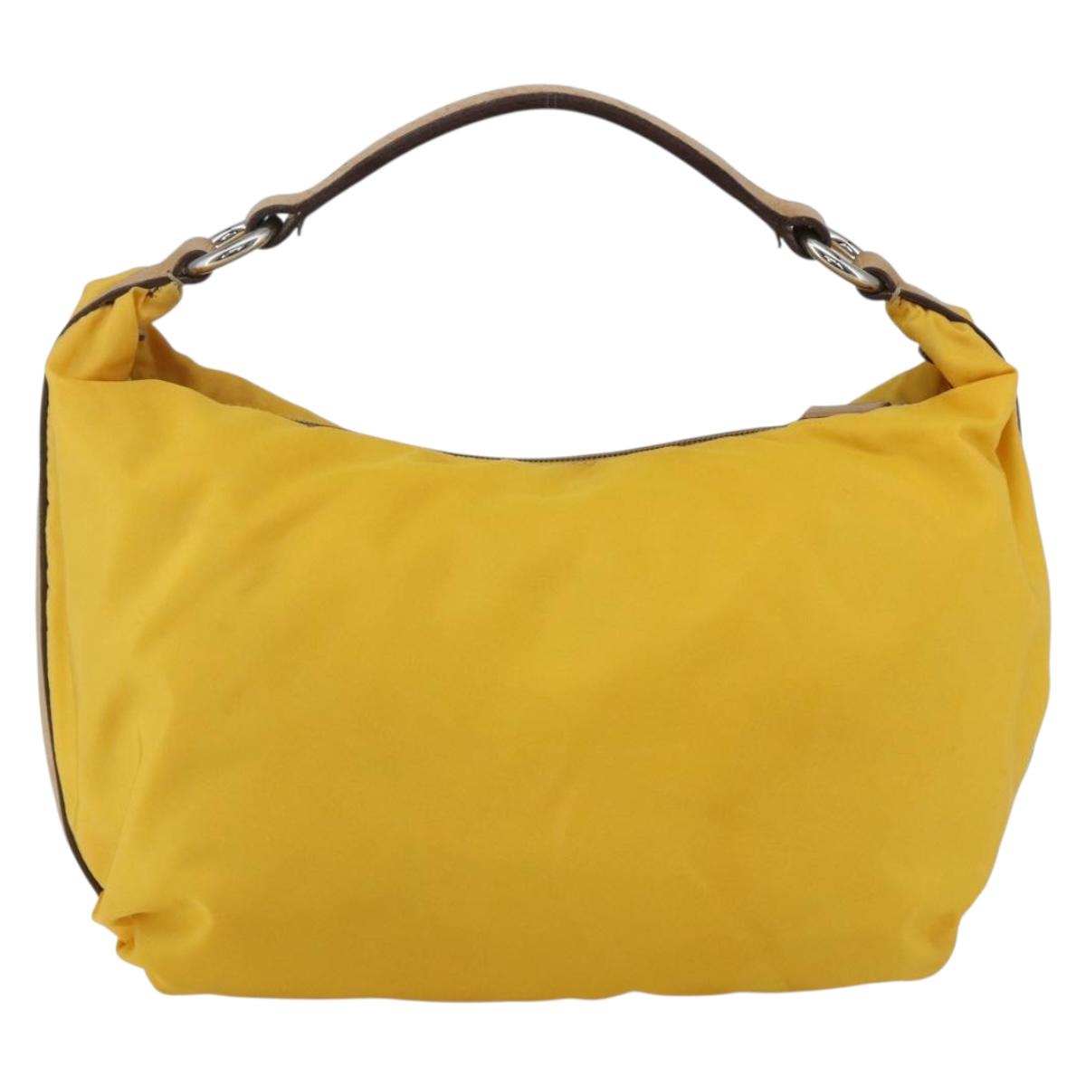 PRADA Shoulder Bag Nylon Yellow Silver Auth 151569