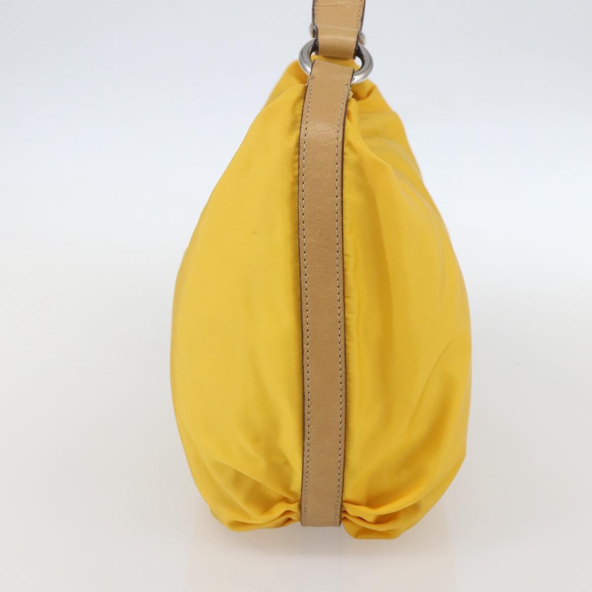 PRADA Shoulder Bag Nylon Yellow Silver Auth 151569